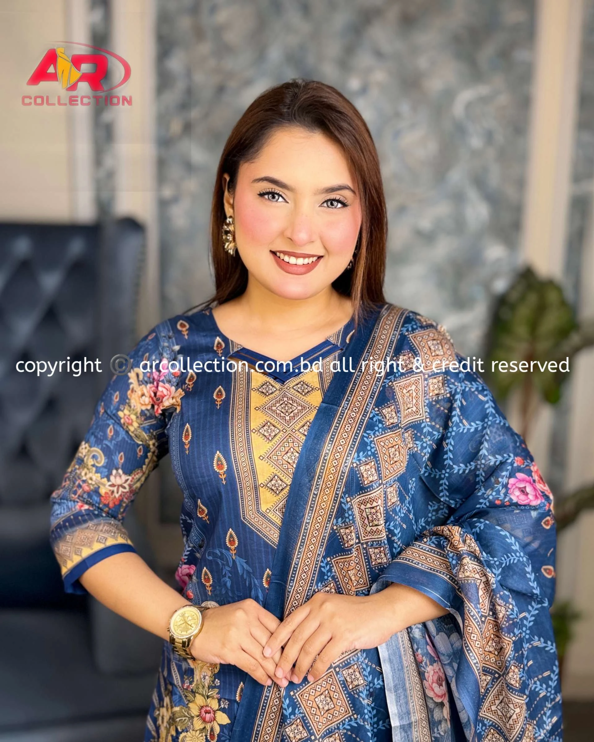 আনস্টিচ প্রিমিয়াম কটন প্রিমিয়াম থ্রি-পিস জামা + ওড়না + প্যান্ট