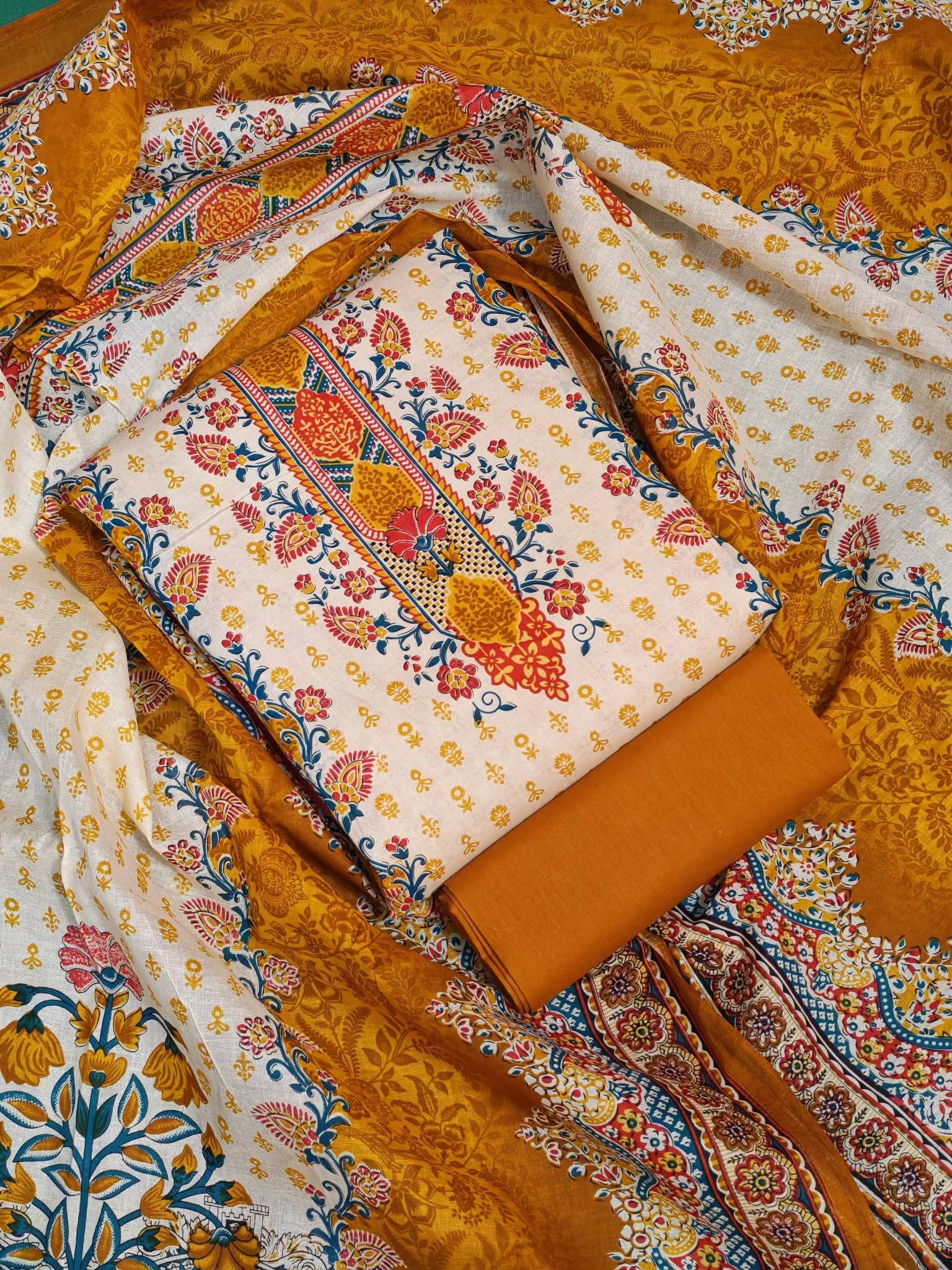 New Exclusive Digital Printed Unstitched VIP Cotton Three Pieces